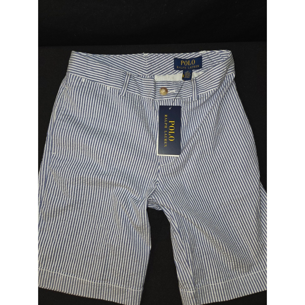 Polo Ralph Lauren Boys Striped Shorts Flesh Pony Size 10 Blue White Kids Apparel